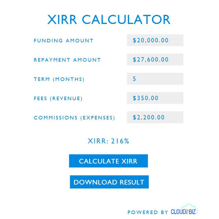 XIRR Calculator sq