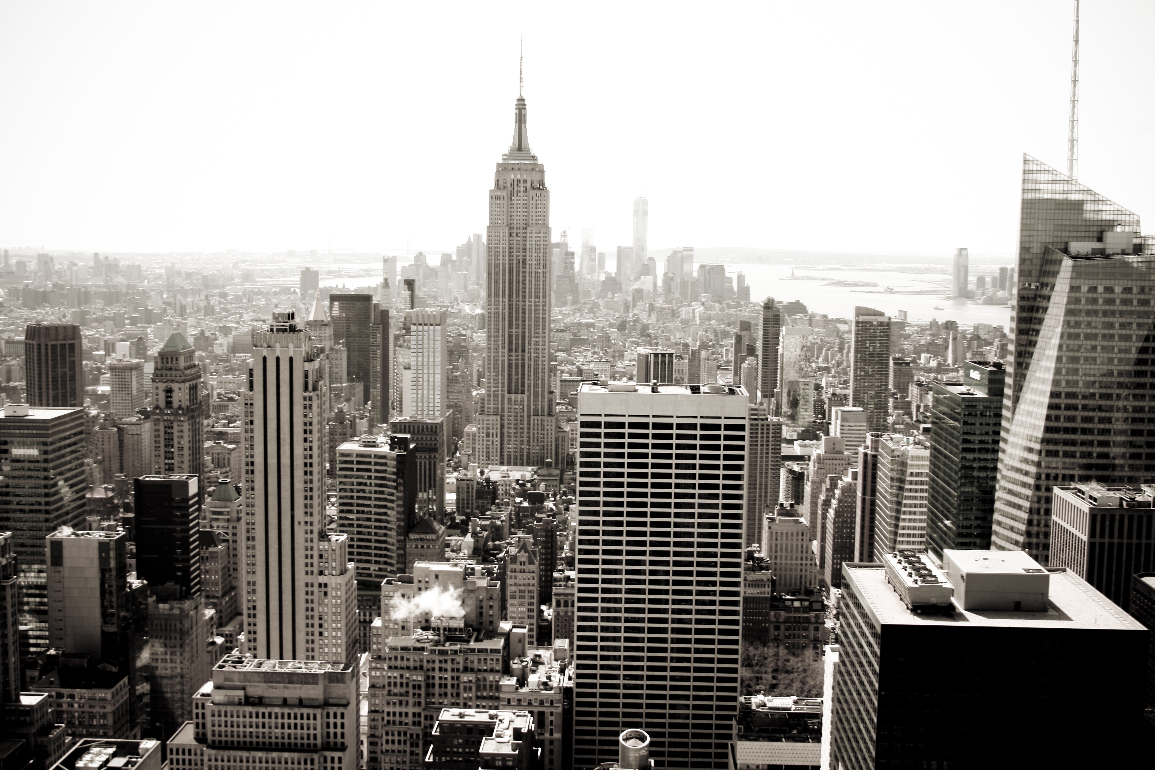 A foggy view of New York City's skyline